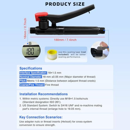 1 Pcs Pump Action Pressure Sprayer, Backpack Sprayer Parts Trigger Sprayer Handle Garden Trigger Gun Sprayer Handle Pump Sprayer Wand Replacement