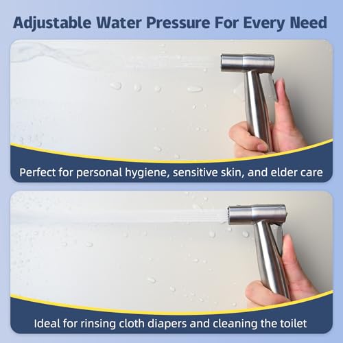 Handheld Bidet Sprayer for Toilet 2 PCS - Bidets for Existing Toilets Adjustable Water Pressure with Bidet Hose for Feminine Wash, Stainless Steel Muslim Shower Jet Spray for Toilet - style: 2 Pack