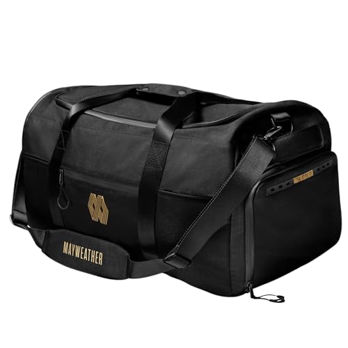 Hayabusa Mayweather Airstream Duffle Gym Bag for Women and Men - Black/Gold, 50L