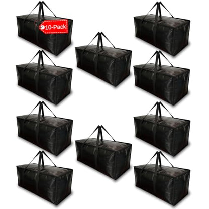 BAG-THAT! 10 - Pack Heavy Duty Large Moving Bag with Strong Zipper and Comfortable Handles Durable & Sturdy Large Storage Bags Totes Bins Packing Moving Boxes College Supplies for Packing - size: 10 Pack