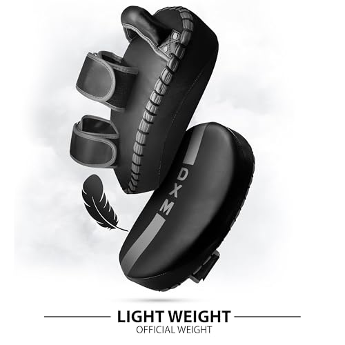 DXM SPORTS Muay Thai Pads Kickboxing Equipment Martial Arts Training Kick Pads for MMA, Taekwondo, Karate – Ideal for Kicks, Knees and Punches in Martial Arts Training (ONE PAD ONLY) - color: Black & Silver