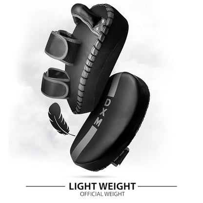 DXM SPORTS Muay Thai Pads Kickboxing Equipment Martial Arts Training Kick Pads for MMA, Taekwondo, Karate – Ideal for Kicks, Knees and Punches in Martial Arts Training (ONE PAD ONLY) - color: Black & Silver