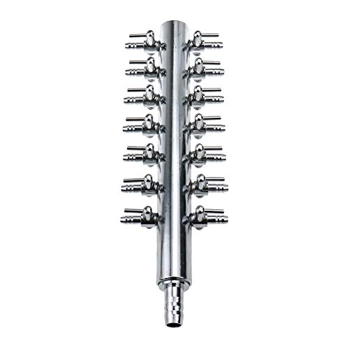 Aquarium Air Manifold 14Way Inline Flow Splitter Lever Valves | This 14-way inline manifold splitter features lever control valves for aquarium air pumps - size: 14 Ways