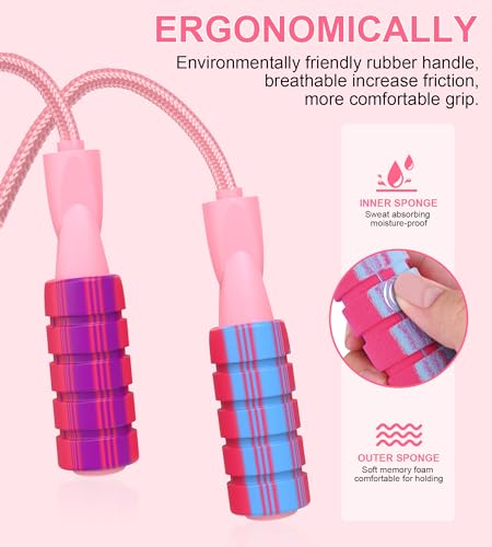 Jump Rope for Women Men, Fitness Jumprope for Women Workout, Adjustable Adult Exercise Skipping Rope - color: Pinks
