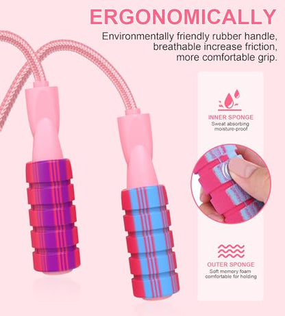 Jump Rope for Women Men, Fitness Jumprope for Women Workout, Adjustable Adult Exercise Skipping Rope - color: Pinks