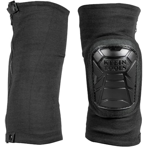Klein Tools 60628 Tough-Flex Knee Sleeves for Work, Construction, Low-Profile Sleeve with Zipper, Gel-Like Foam, Black, S/M - size: S/M