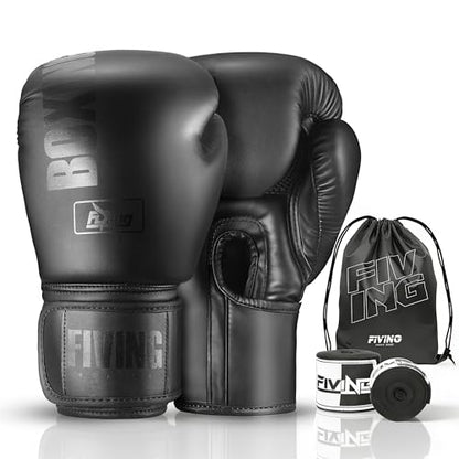 Boxing Gloves with Hand Wraps for Men and Women, Kickboxing, Mixed Martial Arts, Muay Thai, MMA, Heavy Bag Training - color: Black, size: 16oz