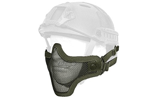 DLP Tactical Quick Release Mesh Steel Face Mask for ARC Rail Equipped Fast/ACH/MICH Combat Helmet - color: Green