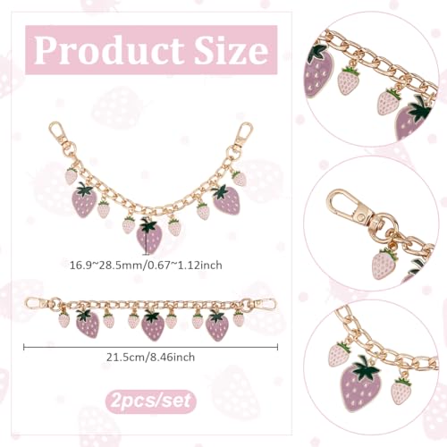 UNICRAFTALE Purse Chain Strap Replacement 8 Inch Short Chain Straps Enamel Charm Bag Handle with Buckle Extender - color: Golden/Pink
