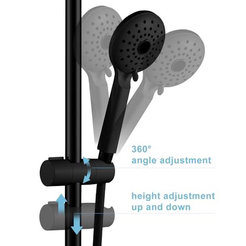 OFFO Shower Head Holder for Slide Bar Adjustable 0.75-1.00 in(19-25mm) O.D, Adjustable Holder for Slide Bar Slider Clamp Bathroom Replacement, 360 Degree Rotation Sprayer Holder, Matte Black - style: Matte Black