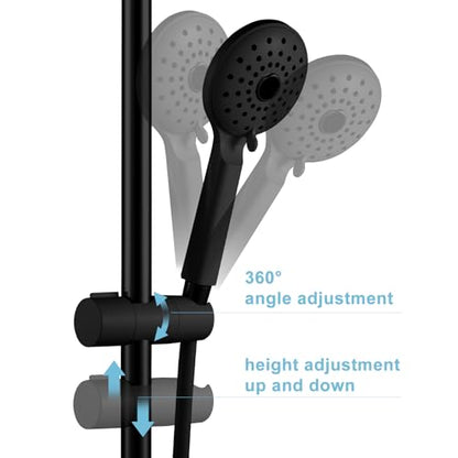 OFFO Shower Head Holder for Slide Bar Adjustable 0.75-1.00 in(19-25mm) O.D, Adjustable Holder for Slide Bar Slider Clamp Bathroom Replacement, 360 Degree Rotation Sprayer Holder, Matte Black - style: Matte Black
