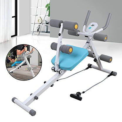 TFCFL Core Ab Trainer Bench Abdominal Stomach Exerciser Workout Gym Fitness Machine Ab Machine Abdominal Cruncher Core Workout Sit Up Bench Side Shaper LED Foldable Exercise Roller Wheels