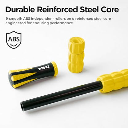 Muscle Roller & Massage Roller Stick for Athletes - Lymphatic Drainage Support, Relieves Muscle Soreness, Cramping & Tightness - Targets Legs, Arms, Back & Calves （Yellow） - color: Yellow