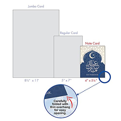 The Best Card Company - 20 Assorted Blank Eid Mubarak Notes Box Set 4 x 5.12 Inch with Envelopes (10 Designs, 2 Each) Muslim Holiday Cards Eid Mubarak AM7035RDB-B2x10 - style: Eid Mubarak - Blank