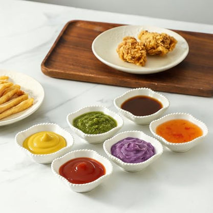 UIBFCWN 12 Pack Dipping Bowls, 2 oz Ceramic Soy Sauce Dish, White Dipping Sauce Bowls/Dishes, Condiment Server, Small Appetizer Pinch Bowls for Condiments, Sushi, Ketchup, BBQ - color: Pearl, size: 12 Pack