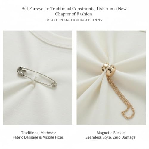 2026 Upgrade Multi-Function Magnetic Clothing Clips, 6 PCS Magnetic Clothing Clips with Chain, Strong Hem & Hijab Clips with Chain for Women’s Pants Jeans Shirts Sweaters, Fix Cuffs Long Pants (B) - color: B