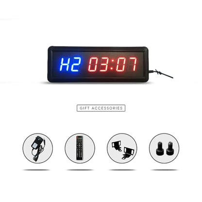 Gym Timer Clock, Boxing Interval Timer with LED Display Screen &Remote Control, 2 Display Format Adjustable and Support Counting Down, 20 Groups of Training and Rest Can Be Set, for Home Use