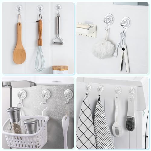 VIS'V Shower Suction Cup Hooks, Removable and Reusable, Clear, Small, 2 Pcs | Clear Invisible Design, Locking Suction Technology, Dual Vacuum Suction, Heavy Duty, Fits for Smooth Flat Surfaces