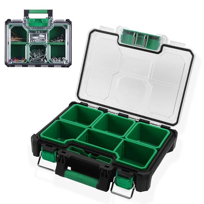 SK 13.5-Inch Small Part Organizer, Portable Tool Box Organizer, IP65 | Stackable Tool Box, 7 Compartments and Removable Dividers, Waterproof & Impact-Resistant, for Small Tools and Accessories - size: 13.5-Inch Small Part Organizer