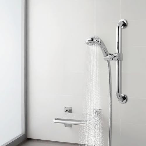 OFFO ADA Handshower Shower Grab Bar Head Holder, Universal Fit 1.25''(32mm) Hand Held Shower Bracket for Handicap Grab Bar, Detachable Bathroom Replacement, 360 Degree Rotation Sprayer Holder, Chrome - size: 1.25“