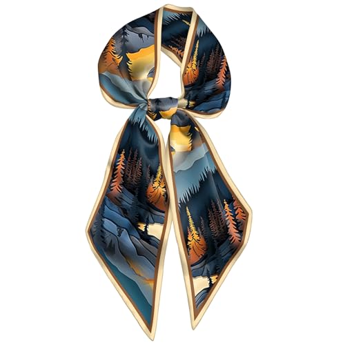 Head Hair Scarf Neck Silk Feeling Scarves Long Thin Satin Fashion Handbag Cute Decoration Women Girls 59 * 6.7'' - color: O-20-sunset
