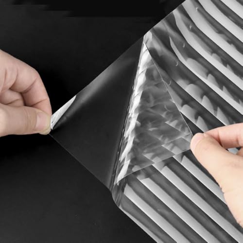 Reeded Privacy Window Film, Frosted Glass Vinyl, 3D Decorative Window Decals Non Adhesive for Bathroom, Living Room (（11.81in）*（118.11in）) - size: （11.81in X 118.11in）