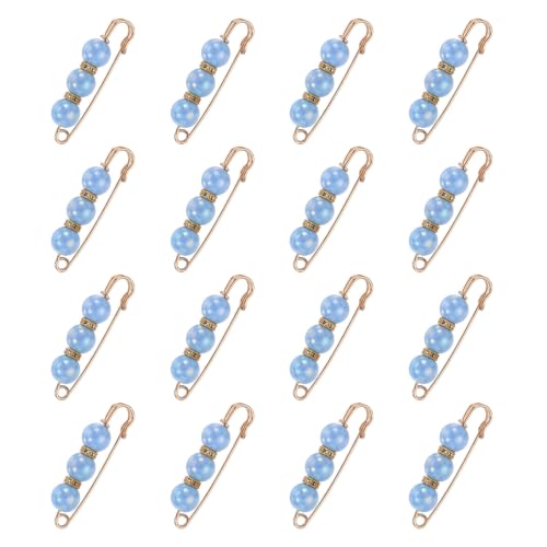 MECCANIXITY Pearl Brooch Pins, Decorative Safety Pin Brooch - color: Lake Blue
