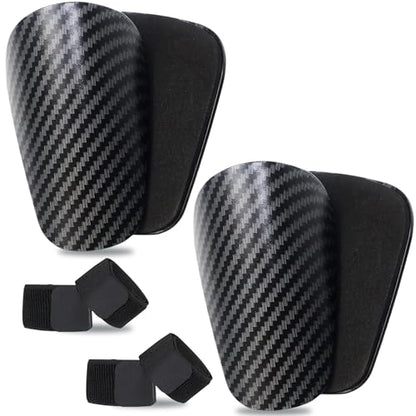 Mini Shin Guards Soccer Kids,Small Protective Gear with Fixed Straps | 2 Pairs Small Tiny Shin Pads Match Equipment Protective Tiny Shin Guards Soccer for All Ages - color: Carbon pattern, size: S(H: 3.9 in,W: 2.4 in)