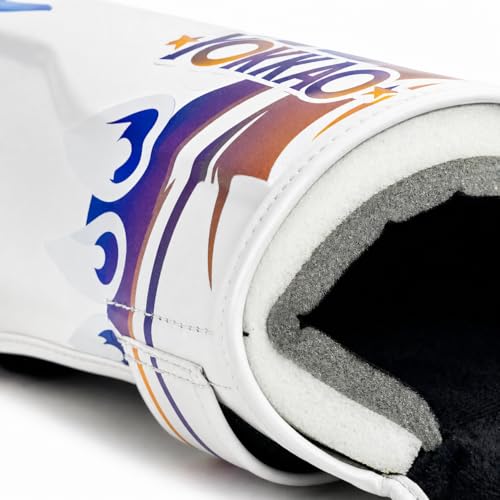 YOKKAO Microfiber Shin Guards - A-Grade Thai Microfiber | Multi-Layer Foam | Single-Shell Wrap | Produced at YOKKAO Factory, Thailand | S-L - color: White Flame, size: Large