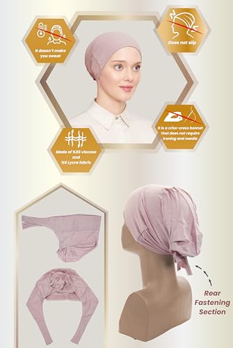 ihvan online, Hijab Cap, Beanie Undercap Scarf, Turban Head Wraps for Women, Hair Wrap, Muslim Under Scarf Hijab Cap - color: Cream