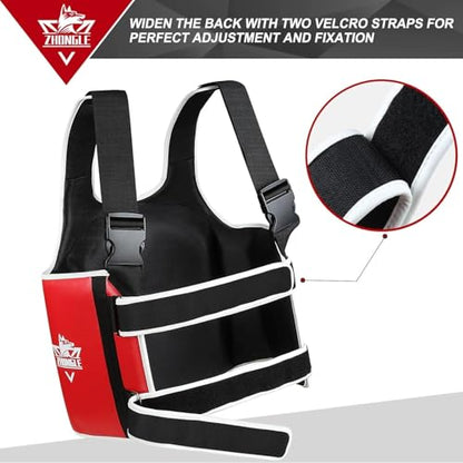 Boxing Chest Protector Adjustable MMA Taekwondo Muay Thai Chest Protector, Boxing Training Heavy fist, Adjustable Shield, Martial Arts Upper Abdomen Protective pad, Taekwondo