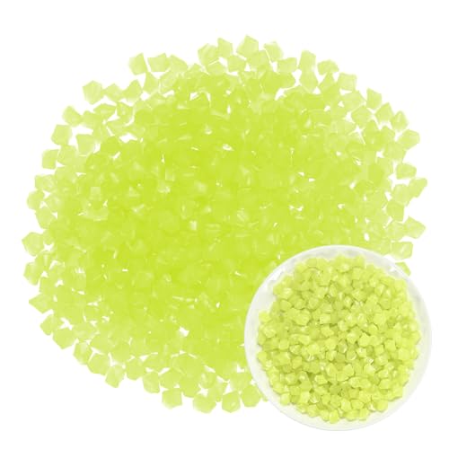 M METERXITY 300-Pack Glow in The Dark Rocks, 0.51" Resin Outdoor Garden Decorations Luminous Rhombus Stones for Garden Plants/Aquarium/Backyard Path, Aquarium Gravel [Yellow] - color: Yellow