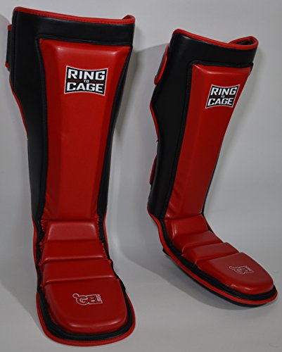 Ultima GelTech MMA Muay Thai Grappling Shin Instep Shin Guards - color: Red, size: Large