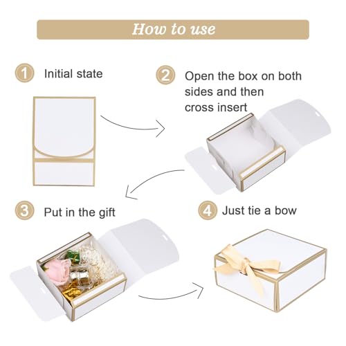 WLUSEAXI 12Pack Small Gift Boxes with Lids, 4.5''x4.5''x2'' Small Boxes for Gifts with Ribbons, White Gift Boxes for Present, Birthday, Valentine's Day, Mother's Day, Holiday - color: White