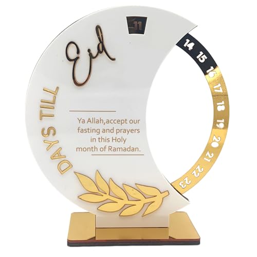 Ramadan Countdown Calendar, Rotatable 30 Days Til Eid, Eid Mubarak Advent Countdown Calendar Rotate Moon Shaped Eid Calendar for islamic Home Party Decorations