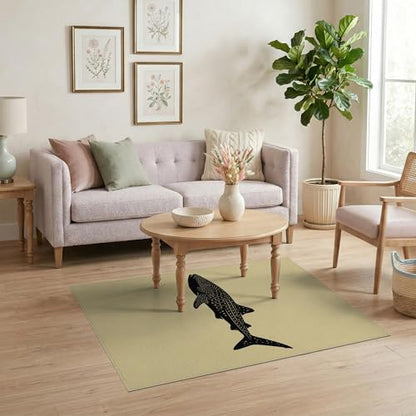 4'x6' Washable Modern Fish Accent Rug, Black Non-Shedding Small Carpet for Playroom, Bedroom, Reading Nook, Pet Friendly & Non-Slip | Ref:2067250 - color: Beige/Pattern 1, size: 4' x 6' (Rectangular)