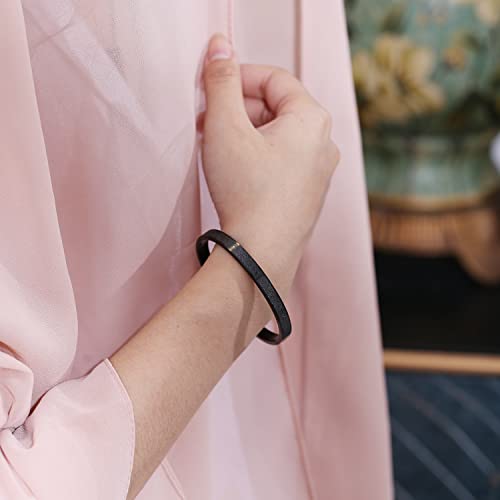 Qitian Islamic Jewelry Gifts for Women Allah Gold Bangles Bracelets Ayatul Kursi Arabic Cuff Bracelet for Women Men Islam Eid Ramadan New Year Gifts - color: O-Black-Oval - women
