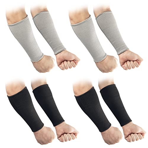 OriStout Cut Resistant Work Sleeves with Tumb Hole, Black and Grey, 4 Pairs - color: Grey(2 Pairs) & Black (2 Pairs) - Short, size: One Size