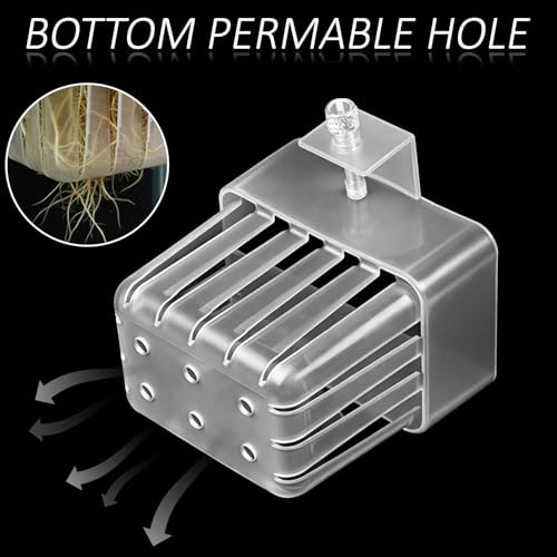 2 PCS Clear Aquarium Plant Holder Top Hanging Fish Tank Plant Pot Aquarium Cultivation Aquascape Planter Cups with Hooks Screws for Water Landscape Feature Decorations, Fits up to 0.8in Edges