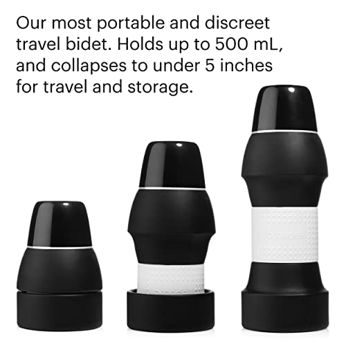 Brondell Bidet GoSpa Collapsible Travel Bidet, Compact and Discreet, with Travel Bag, 500ml, in Black - color: Black