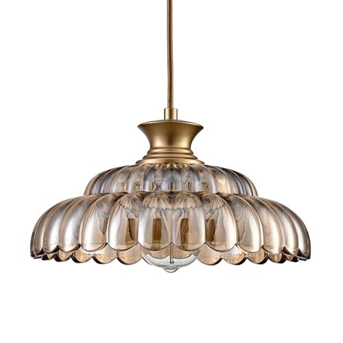 HYDELITE Vintage Amber Glass Pendant Light with Adjustable Hanging Cord - color: Amber Glass