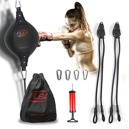Flex Double End Punching Bag - Bungee Cords w/Special Flex Adjustable System - Durable Bladder Speed Bag - Boxing Training Equipment for Adults - Home Gym Accessories - style: Elliptical