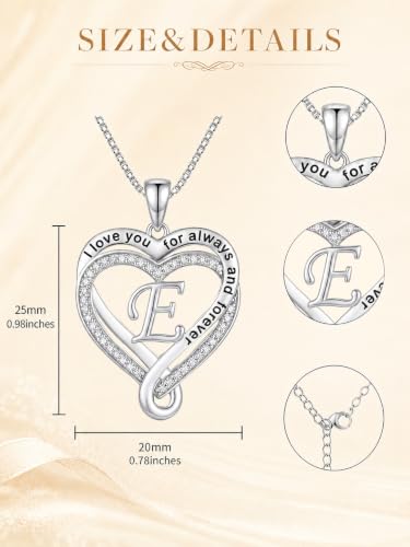 Heart Initial Necklace for Women Double Heart Letters Necklaces - color: F