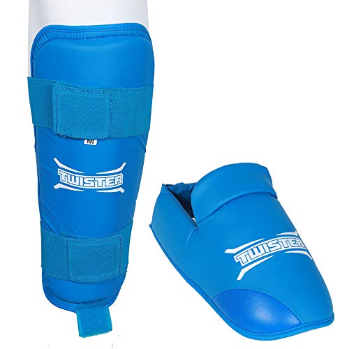 Twister Muay Thai, Boxing, Kickboxing,Karate, Taekwondo, MMA Shin & Instep Padded Guards, Shin in Steps, Shin Guards - color: BLUE, size: X-Small