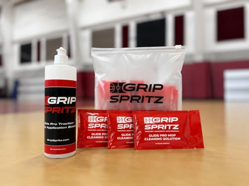 Grip Spritz Court Mop Cleaning Solution - 30 Packets of Hardwood Gym Floor Cleaner, 30 Cleanings for Athletic Floors, Industrial or Commercial Hallways, and Wrestling Mats