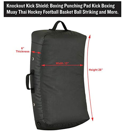 Kicking Shield Curved Muay Thai Strike Pad for Boxing, MMA Taekwondo Karate, Ideal for Martial Arts Suitable for Football, Basketball, Hokey, Lacrosse 28″x15″ - color: Black