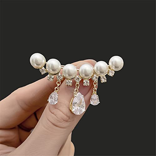 Pearl Brooch Sweater Shawl Clips Faux Rhinestone Pearls Brooch Safety Pin Lapel Pin Badge Dresses Clothing Accessories Jewelry