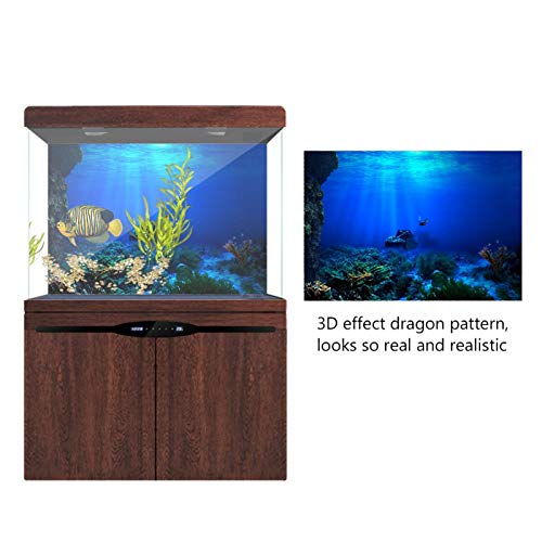 3D Aquarium Background Sticker Underwater Effect Poster PVC Static Cling Fish Tank Decorative Backdrop 24x16 inch Waterproof for Freshwater Saltwater Tanks - size: 61×41cm