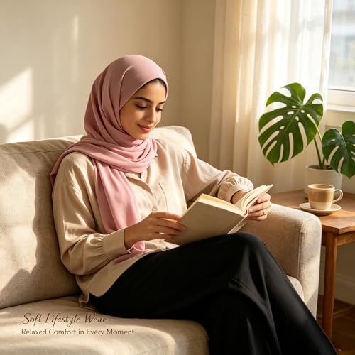 Jersey Hijab Scarf for Women,Lightweight Muslim Turban Head Scarf Modal Feel Hijab Coverings for Prayer with Clip - color: Dark Pink