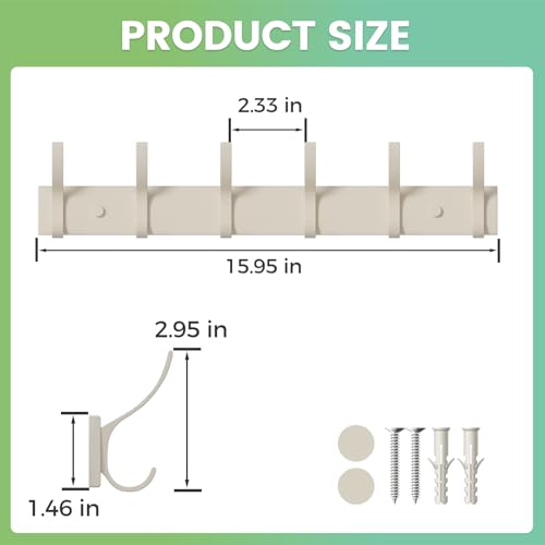 Coat Rack Wall Mount with 6 Hooks (White, 1 Pack), Heavy Duty Wall Coat Hooks for Entryway, Bedroom, Closet, Hanging Hats, Bags, Purses - color: White, size: 1 Pack